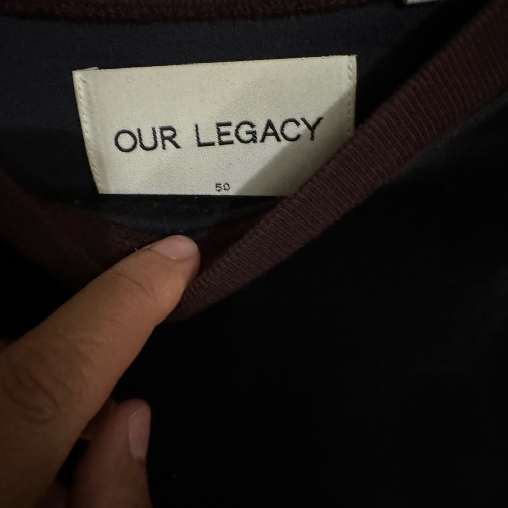 Our Legacy Quarter Sleeve Velvet Raglan Colorblock Pattern Pullover - Picture 3 of 3